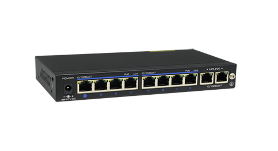 8-Port 10/100 Mbps + 2-Port 1Gbps PoE Switch Provision ISR