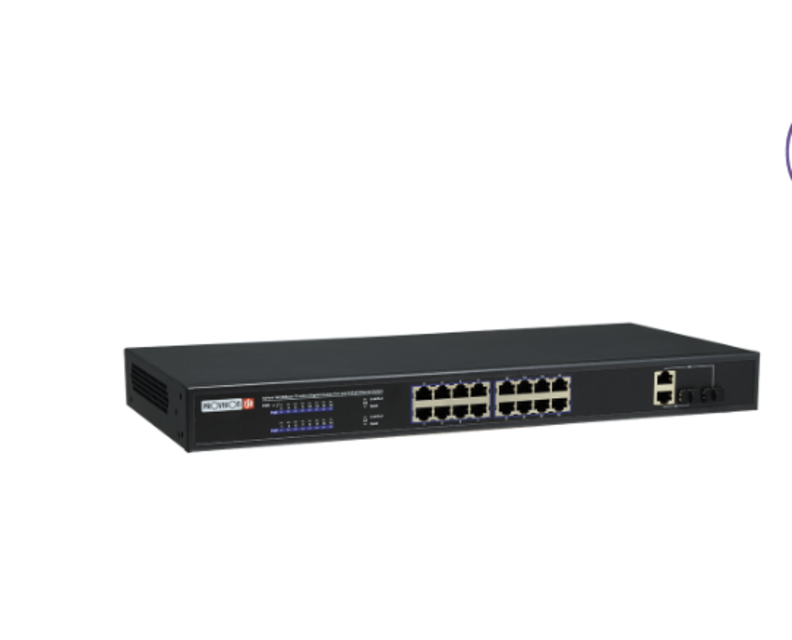 16 Port 10/100Mbps +2Combo PoE Switch Provision ISR